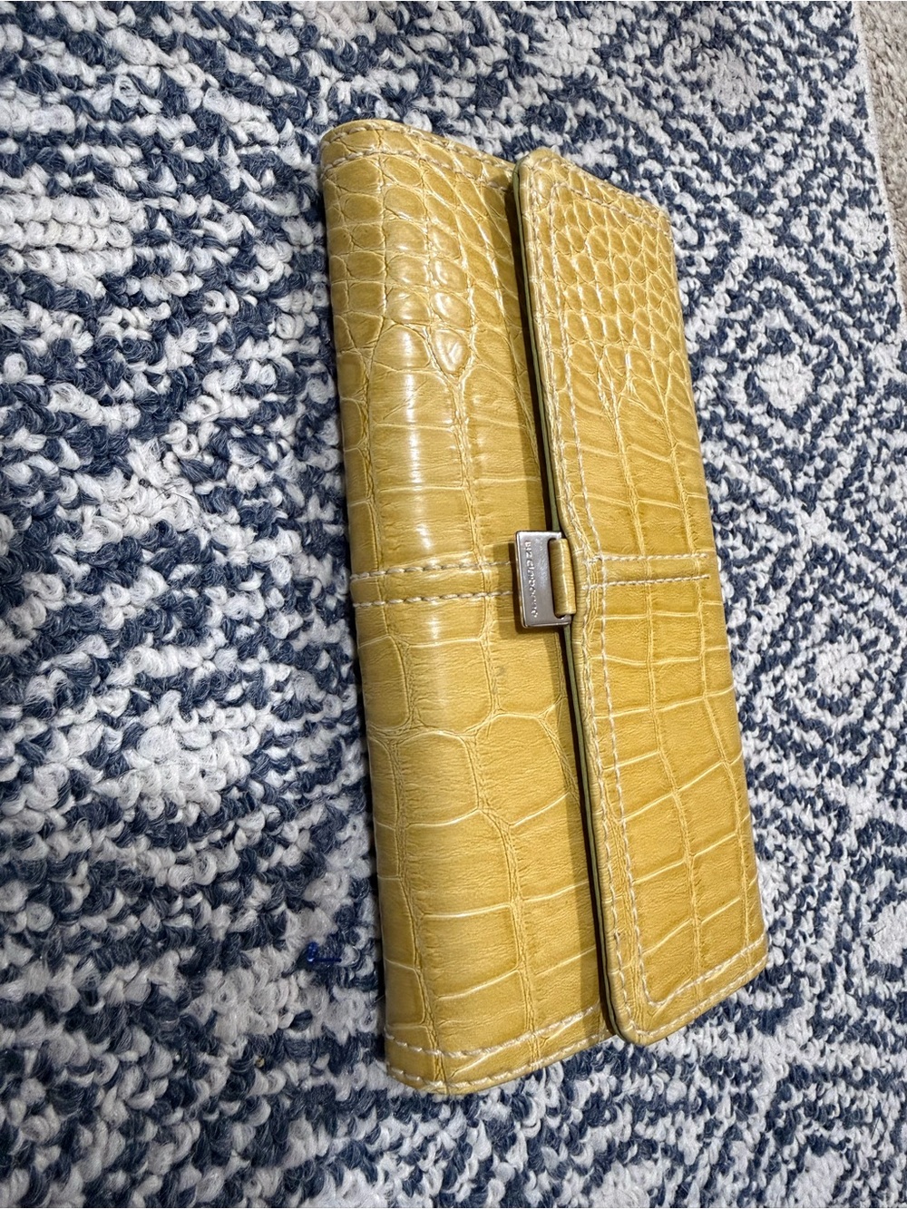 Liz Claiborne Yellow Croc-Embossed Leather Wallet Clutch